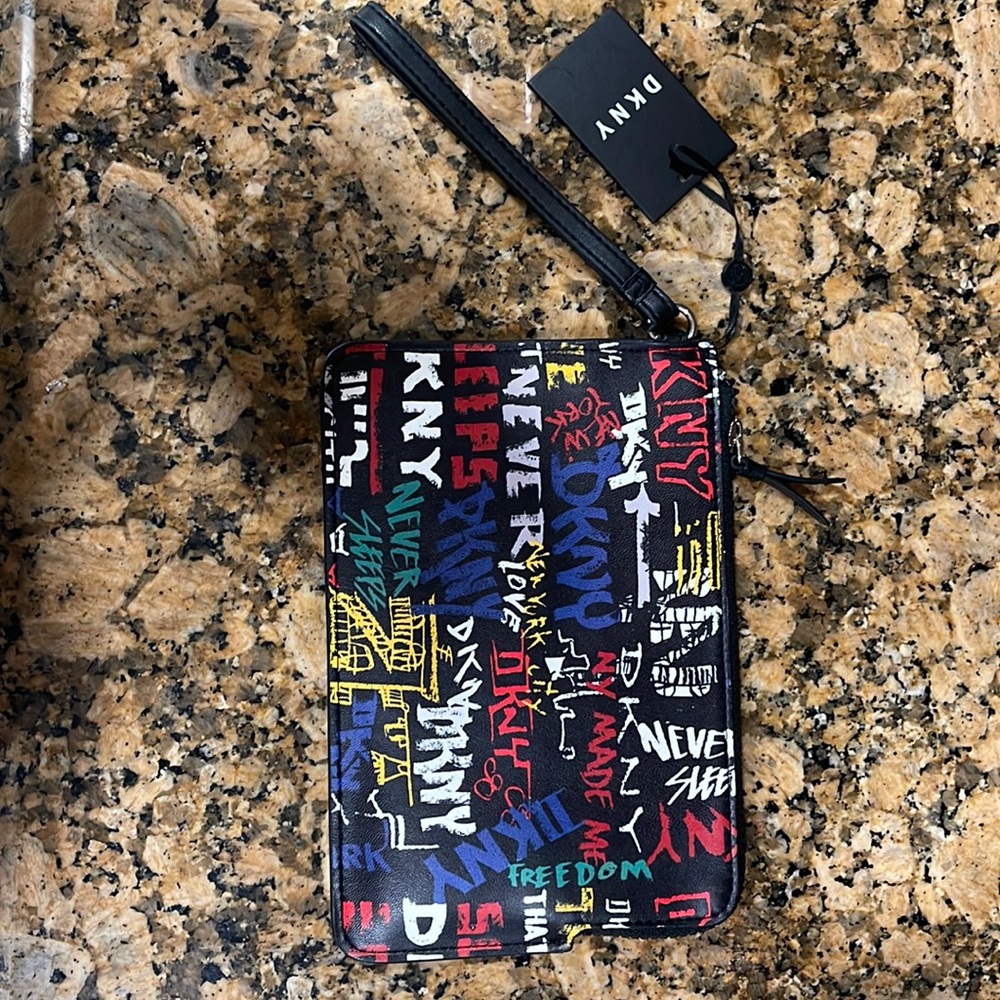Black multicolored DKNY Tilly Wristlet